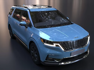 Blue Modern SUV With Sleek Exterior Design Front Grille Body Lines And Roof Rails 3d model