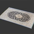 Traditional Area Rug Featuring Intricate Blue And White Pattern With Central Diamond Design