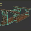Brown Wooden Decorative Structure With Vintage Design Crafted Supports And 3D Rendered Details
