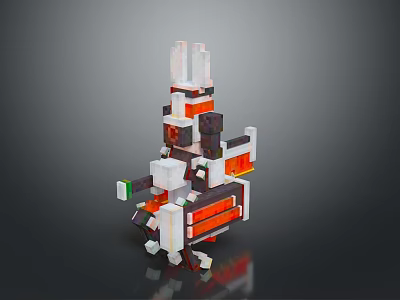 Pixelated Multi Layered Storage Organizer With Colorful Compartments For Household Use 3d model
