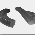 Modern Black Landscape Seats With Wavy Stripes And Curved Design Structure