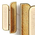Elegant Modern Wall Lamp With Golden Striped Panels And Marble Accents