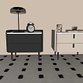 Light Luxury Bedside Table Drawer Type Bedside Table Lamp Alarm Clock Book Ornaments 3d model