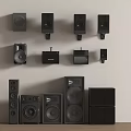Various Headphones And Audio Speakers Featuring Bookshelf Floor Standing Wall Mounted Designs 3d model