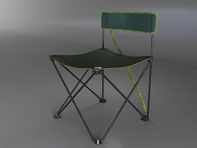 Green Portable Folding Chair With Metal Frame And Durable Fabric Seat 3d model