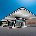 Modern Gas Station Canopy With LED Lighting And Contemporary Architecture Design