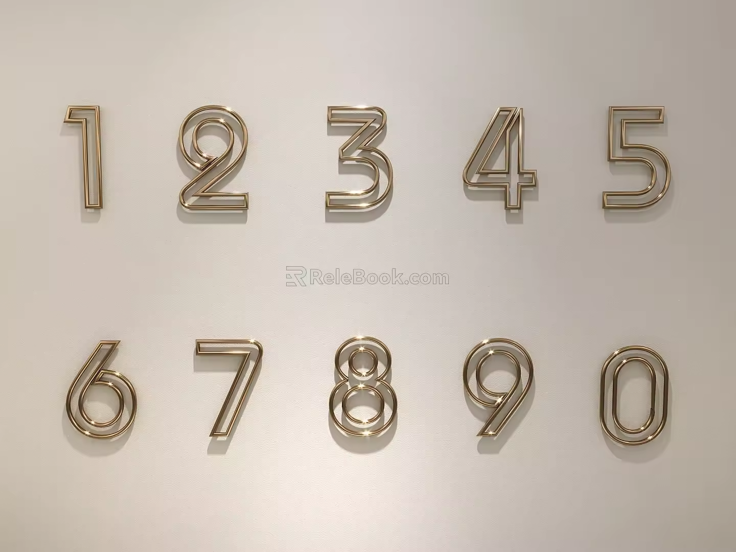 Metal word numbers guide floor numbers 3d model
