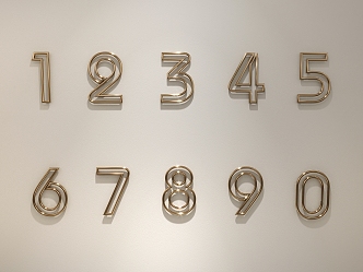 Metal word numbers guide floor numbers 3d model