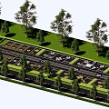 Landscaped Parking Lot With Trees Marked Spaces And Asphalt Lanes