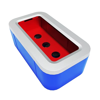 Blue And White Container With Red Interior And Three Black Circles 3d model Blue And White Container With Red Interior And Three Black Circles 3d model