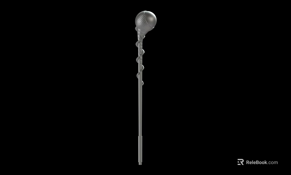Metal Weapon With Spherical Head And Spiral Shaft Design Details 3d model 
