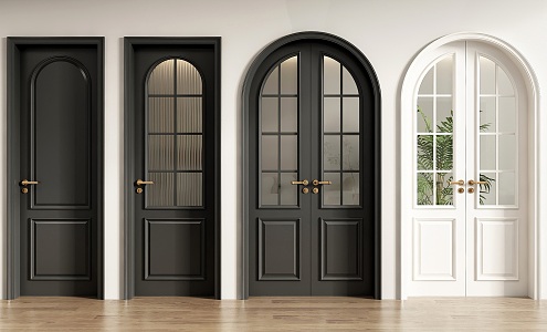 French Double Door Retro Door Cream Air Door Arch Door French Door Study Door Bedroom Door Arc Door 3d model