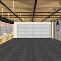 Modern Mall Cafe Shop With Green Wall Wooden Ceiling Dining Tables And Menu Boards
