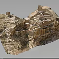 Ancient Stone Castle Model With Hillside Fortress Structures And Wall Enclosures 3d model