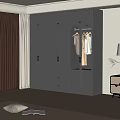 Elegant Modern Dark Gray Built in Wardrobe With Glass Doors Brass Handles And Drawers