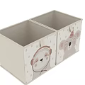 Fabric Storage Bin Featuring Cute Sloth With Headphones And Polka Dot Pattern 3d model