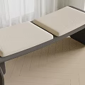 Modern Bed Bench Featuring Black Frame And Two Beige Upholstered Seats 3d model
