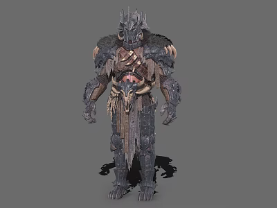 Fantasy Game Cinematic Warrior Character With Spiked Metallic Armor Leather Straps And Intricate Design 3d model