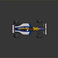 Vintage Formula 1 Race Car With Canon Renault Elf Ligier Logos Blue Yellow White
