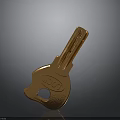 Shiny Golden Door Key With DOOR Engraving And Metallic Surface Design