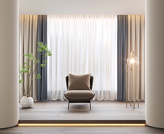 modern curtain leisure chair curtain 3d model