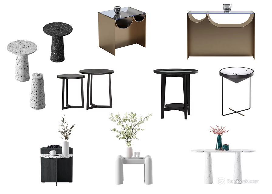 Stylish Side Tables With Various Modern Designs And Materials For Home Decor 3d model