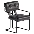 Modern Minimalist Leather Armchair With Button Tufted Backrest And Metal Frame 3d model