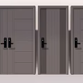 Contemporary Security Doors With Various Panel Patterns Gray Finish And Black Handles 3d model