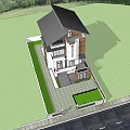 Modern Single Family House Exterior With Two Story Wood White Siding Garage And Trees
