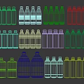 Multiple Bottled Beverages Featuring Different Brand Labels And Packaging Arranged Neatly