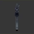 Modern Submachine Gun With Purple Grip Stock And Silver Barrel Reflective Surface