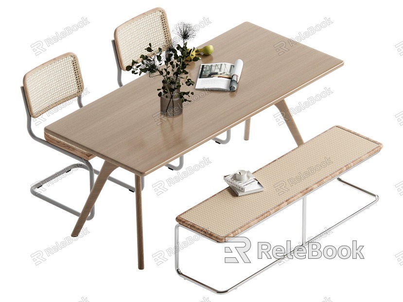 Log Style Dining Table and Chair model