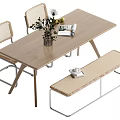 Log Style Dining Table and Chair 3d model