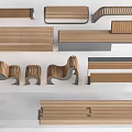 Various Wooden Bench Designs With Modern Styles And Different Structures 3d model