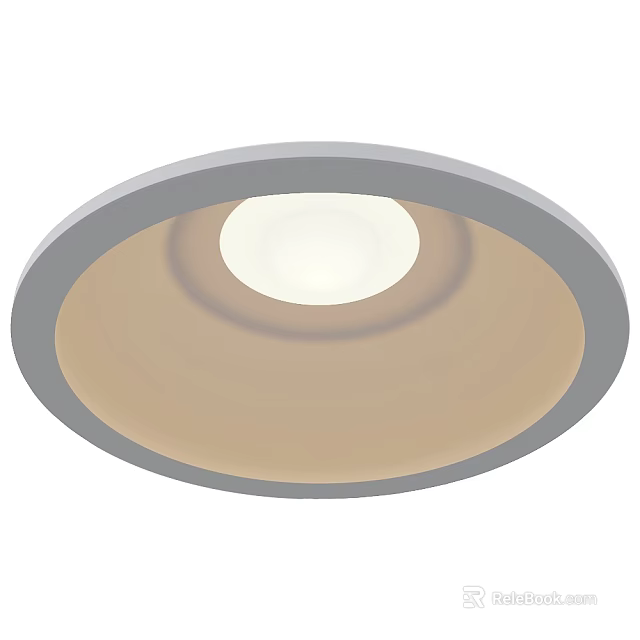 Round Modern Ceiling Light With Gray Frame And Beige Inner Circle 3d model 