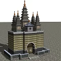 Ancient Architecture Traditional Pagoda With Multi Tiered Spires And Stone Base