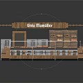 Wooden Roof Bakery Kiosk With Bread Display Shelves And Glass Front