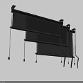 Black Roller Blinds For Windows With Metal Brackets And Pull Cords Design 3d model