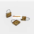 Three Golden Patterned Padlocks With Silver Shackles On White Background