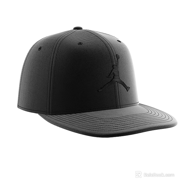 Black Baseball Cap With Jumpman Logo Classic Design For Casual Wear 3d model 
