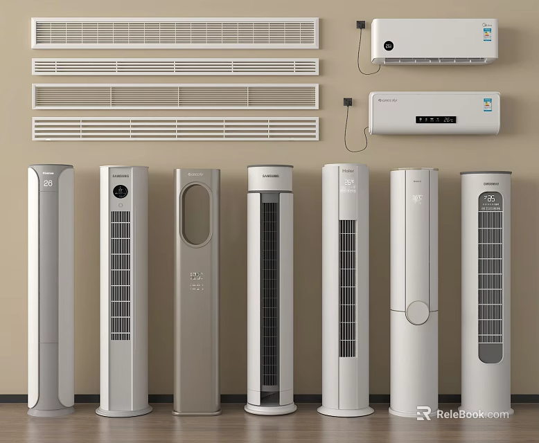 Vertical Air Conditioner Fans with Modern Design and Multiple Styles for Home Use 3d model 