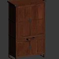 Traditional Wooden Bookcase With Dark Brown Wood Double Door Design And Metal Hardware