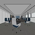 Modern Conference Room Interior With Large Table Comfortable Chairs Windows And Screen 3d model