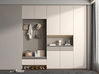 Modern Entrance Shoe Cabinet Piano Key Hole Board Shoe Changing Stool Side Cabinet Decorative Cabinet Jewelry Ornaments High Cabinet Wood 3d model