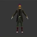 Detailed Male Game Film Character With Black Long Coat And 3D Model Design