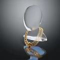 Gold Geometric Pattern Ring Fashion Clothing Accessory With Transparent Base