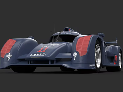 Audi Dark Blue Racing Car With Number 11 And Streamlined Body Design 3d model