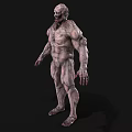 Game Movie Monster Character With Muscular Body Gray Skin Bloody Details And Scary Face
