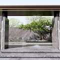 Modern Entrance Gate Design With Marble Walls Tree And Water Feature