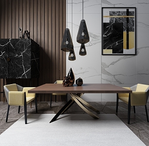 Modern Dining Table and Chair Combination Dining Table and Chair 3d model